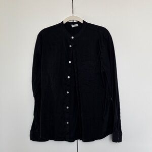 Classic Collarless Navy Sleeve Shirt